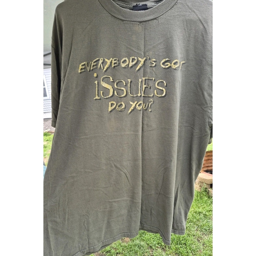 Vintage 1999 Korn Issues T-Shirt XL Giant Tag Green Band Tee Nu Metal Double